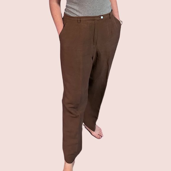 Vintage Pendleton Woolen Mills Silk/Linen Women's Brown Trousers - Picture 1 of 5